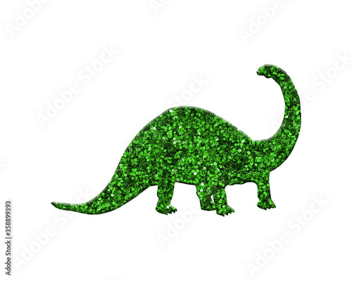 Tyrannosaurus dinosaur vintage green glitter vintage illustration on white background isolated, retro dino coloring art © SunFrot