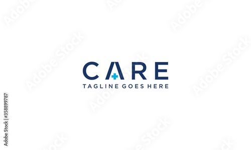 Creative and professional care word for medical and healthcare logo design vector editable