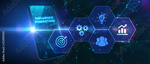 Influencer marketing concept. Business, Technology, Internet and network concept.