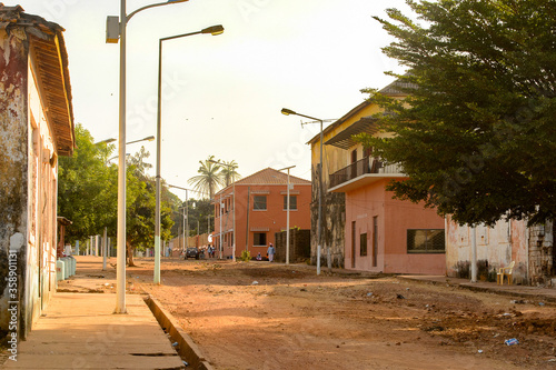 Street of the ghost town  of Bolama, the former capital of Portuguese Guinea photo