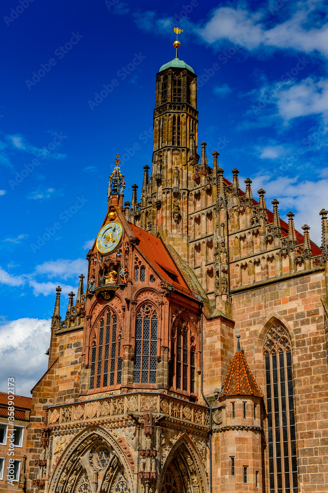 Our Lady's Church of Nuremberg, the largest in town in Franconia, Bavaria state, Germany