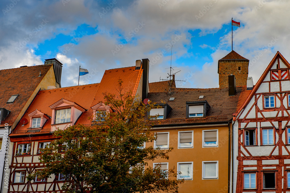 Architecture of Nuremberg, the largest in town in Franconia, Bavaria state, Germany