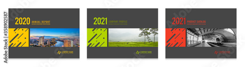 Cover design for annual report business catalog company profile brochure magazine flyer booklet poster banner. A4 landscape template design element cover vector.	
