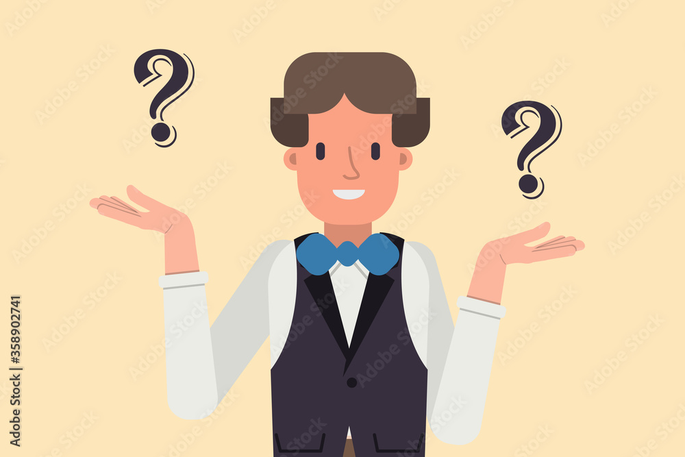 businessman thinking what to choose. Making decision concept, difficult choice. Flat design vector illustration. businessman thinking what to choose. Making decision concept, difficult choice. Flat design vector illustration.