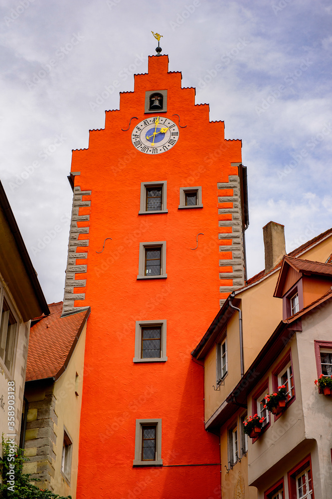 City gate of Meersburg, a town of Baden-Wurttemberg in Germany at Lake Constance.