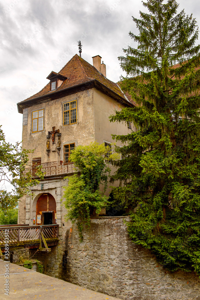 Architecture of Meersburg, a town of Baden-Wurttemberg in Germany at Lake Constance.