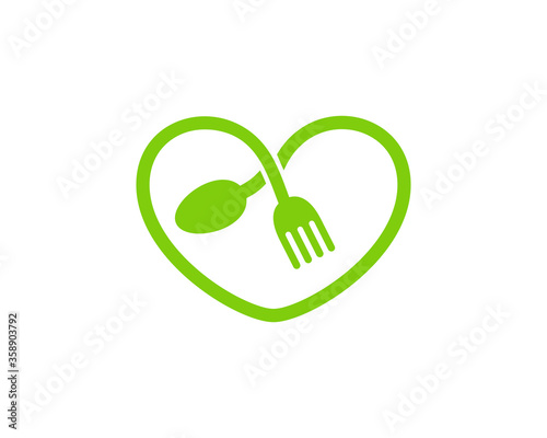 Love food with fork and spoon