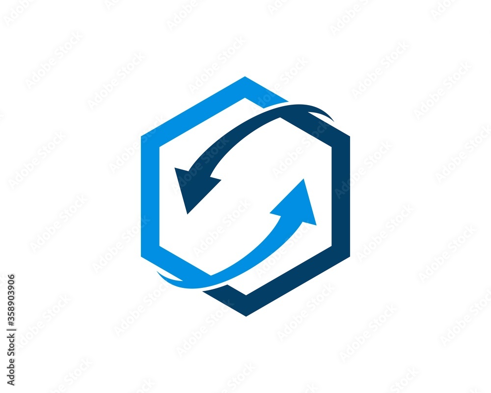 Upside down arrow combine with hexagon line Upside down arrow combine with hexagon line