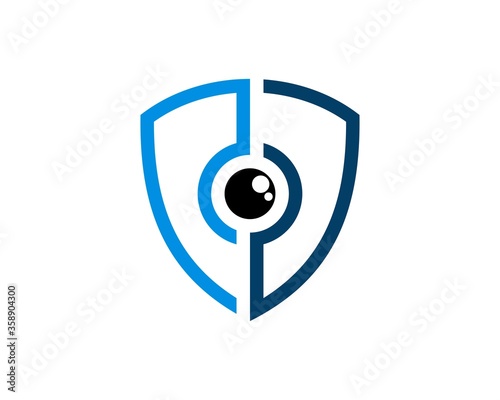 Shield shape with eye secure in the middle
