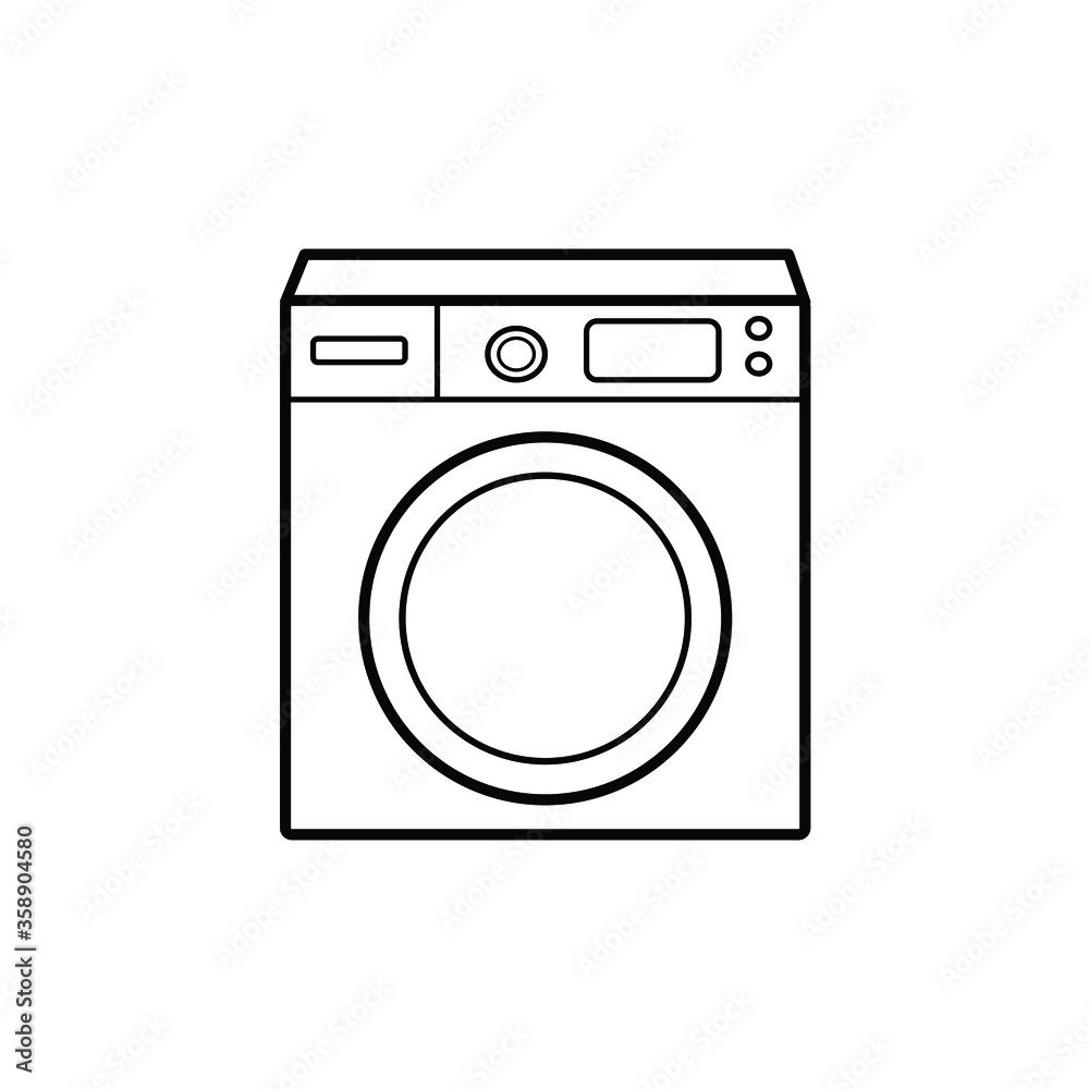 vector illustration washing machine image vector icon flat logo. Outline icon isolated on white background. vector illustration washing machine image vector icon flat logo. Outline icon isolated on white background.