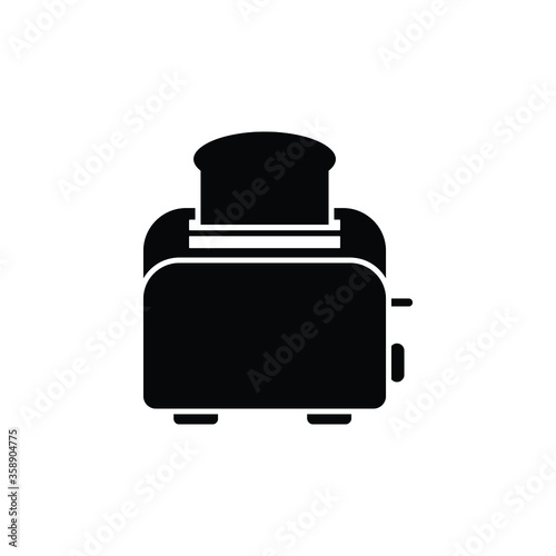 vector illustration toaster kitchen equipment silhouette image vector icon flat logo on black color icon isolated on white background.