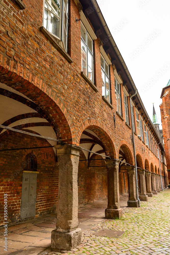 Architecture of the Old Part of Lubeck, a city in Schleswig-Holstein, northern Germany. UNESCO World Heritage