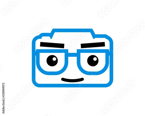 Geek Camera with eyeglass and smile