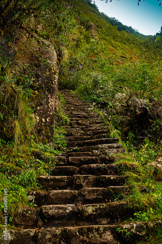 Stone staircase on the Inca trail.
