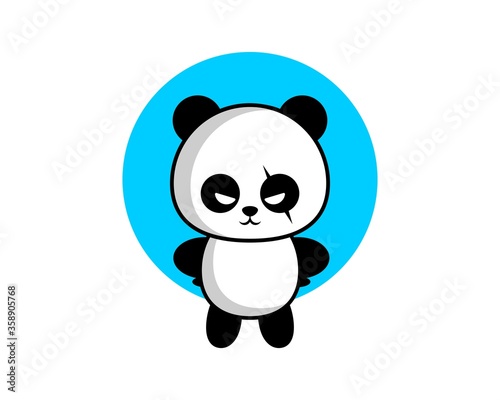 Angry panda with cartoon