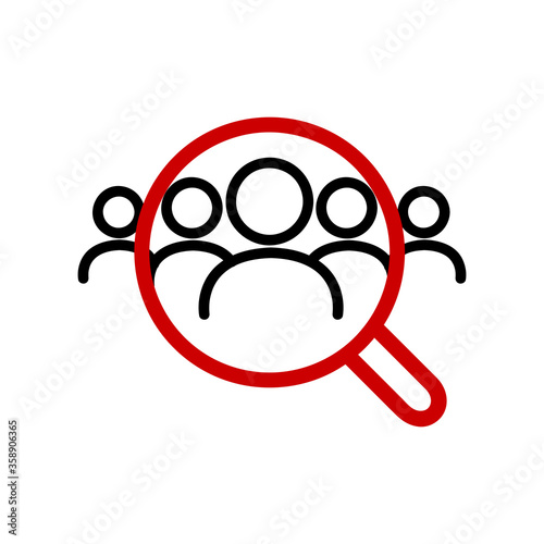  human resources management concept, professional staff research, head hunter job with magnifying glass.
