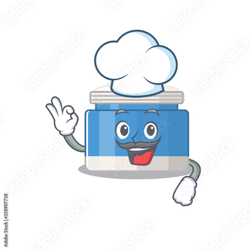 Talented moisturizer cream chef cartoon drawing wearing chef hat