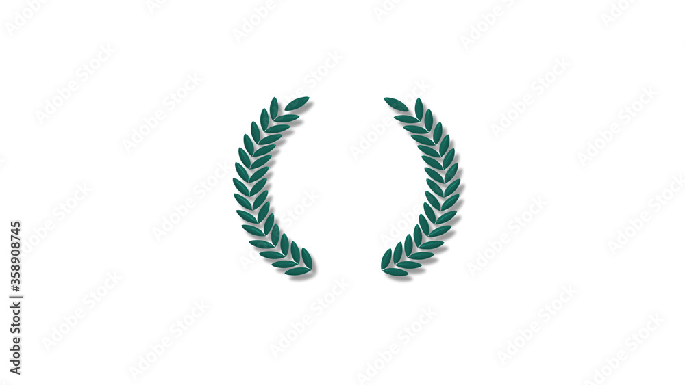 New aqua dark 3d wreath icon on white background,Best 3d wheat icon