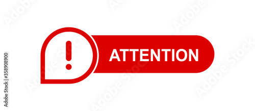 Attention red paper speech bubble. Red danger warning attention or exclamation sign in a speech bubble. Exclamation mark icon. Attention sign icon. Hazard warning symbol.