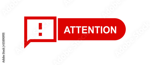 Attention red paper speech bubble. Red danger warning attention or exclamation sign in a speech bubble. Exclamation mark icon. Attention sign icon. Hazard warning symbol.