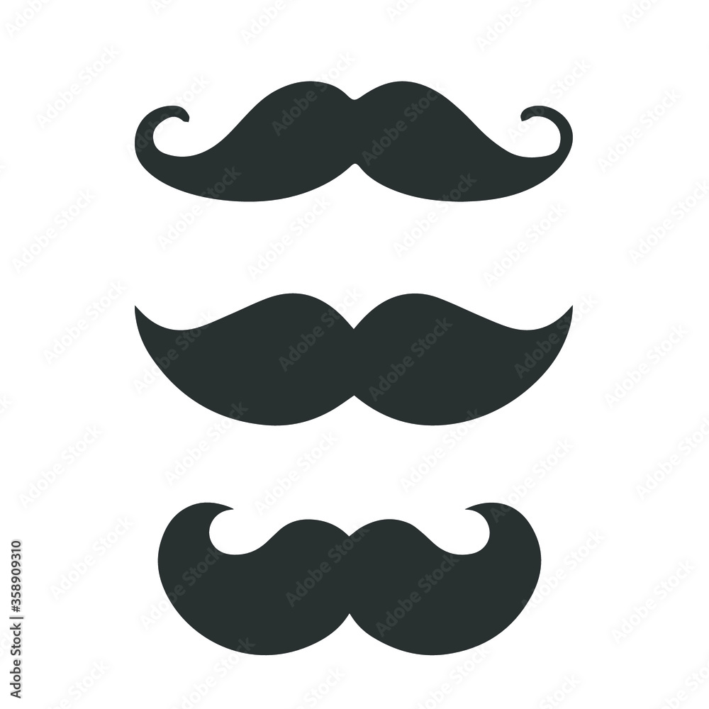 Old style mustaches vector icon isolated on white background