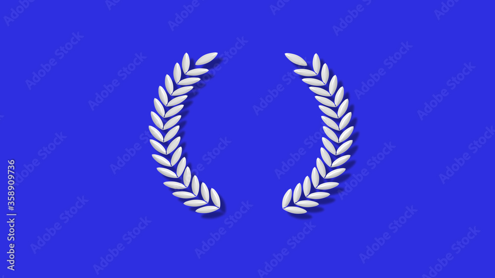 Amazing white color 3d wheat icon on blue backgrouns,3d wreath icon Amazing white color 3d wheat icon on blue backgrouns,3d wreath icon