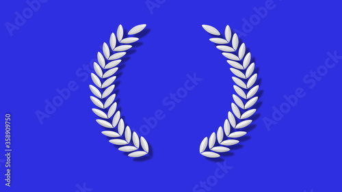 Amazing white color 3d wheat icon on blue backgrouns,3d wreath icon