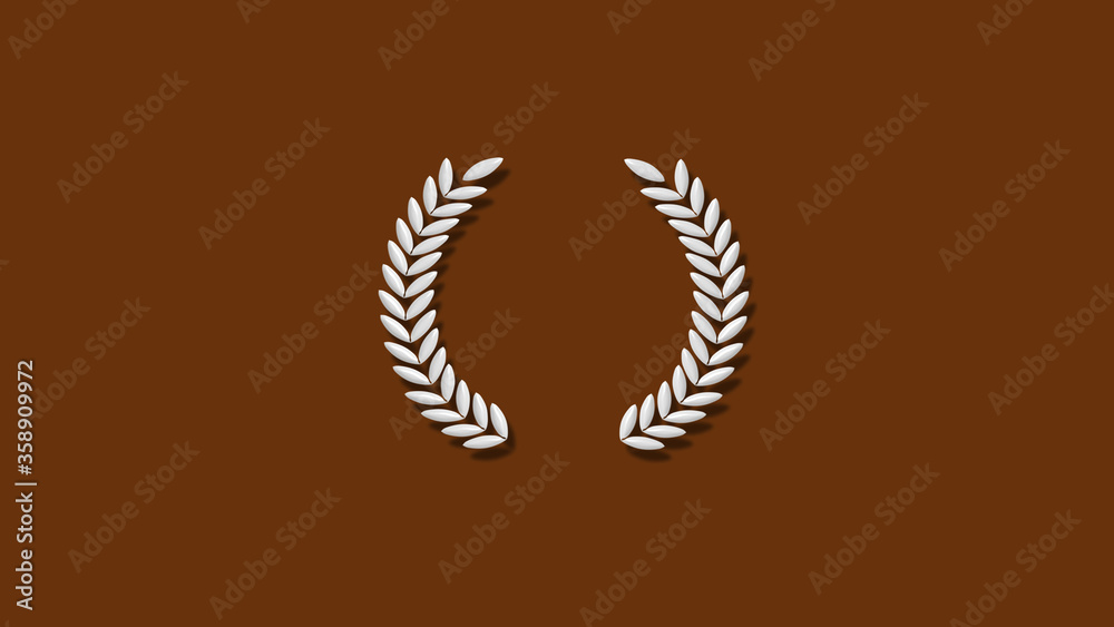 3d wreath icon on brown dark background,New 3d wheat icon