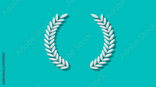 Amazing 3d wreath icon on cyan background,New 3d wheat icons