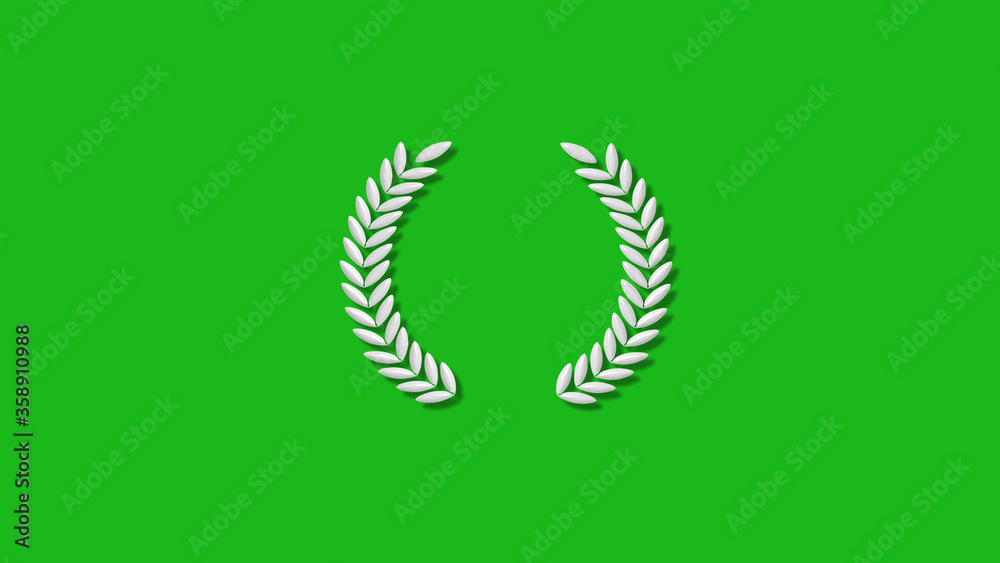 White color 3d wreath icon on green background,New wreath icon