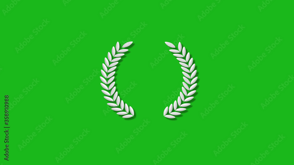 White color 3d wreath icon on green background,New wreath icon White color 3d wreath icon on green background,New wreath icon