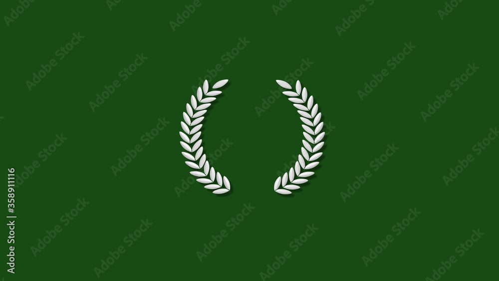 Amazing white color 3d wreath icon on green dark background,wreath icons Amazing white color 3d wreath icon on green dark background,wreath icons