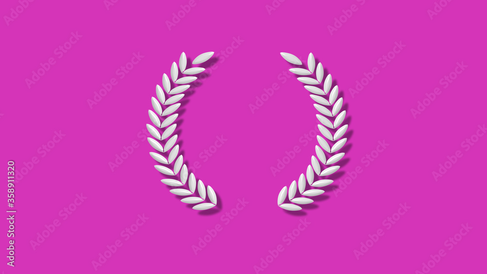 3d wheat icon on pink background,new wreath icon