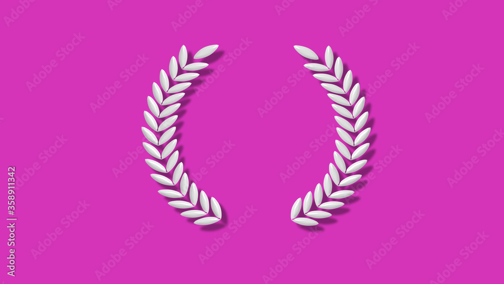 3d wheat icon on pink background,new wreath icon