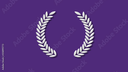 White color 3d wreath icon on purple dark background,wheat icons