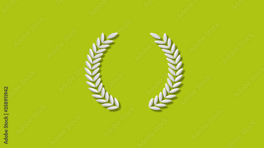 New white color 3d wreath icon on yellow color background,Best wreath icon