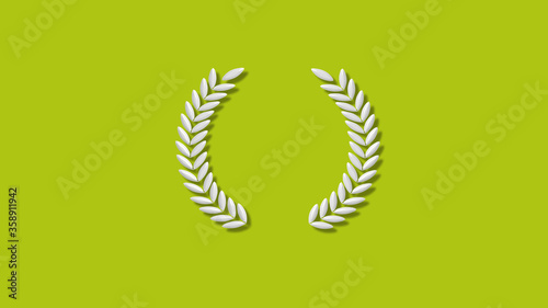 New white color 3d wreath icon on yellow color background,Best wreath icon