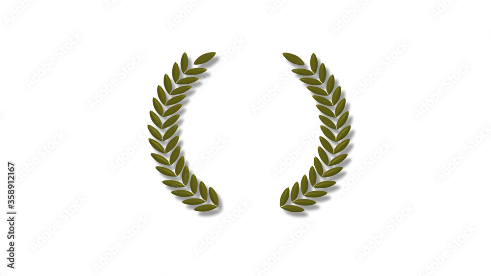 Yellow dark 3d wreath icon on white background,New wheat icon Yellow dark 3d wreath icon on white background,New wheat icon