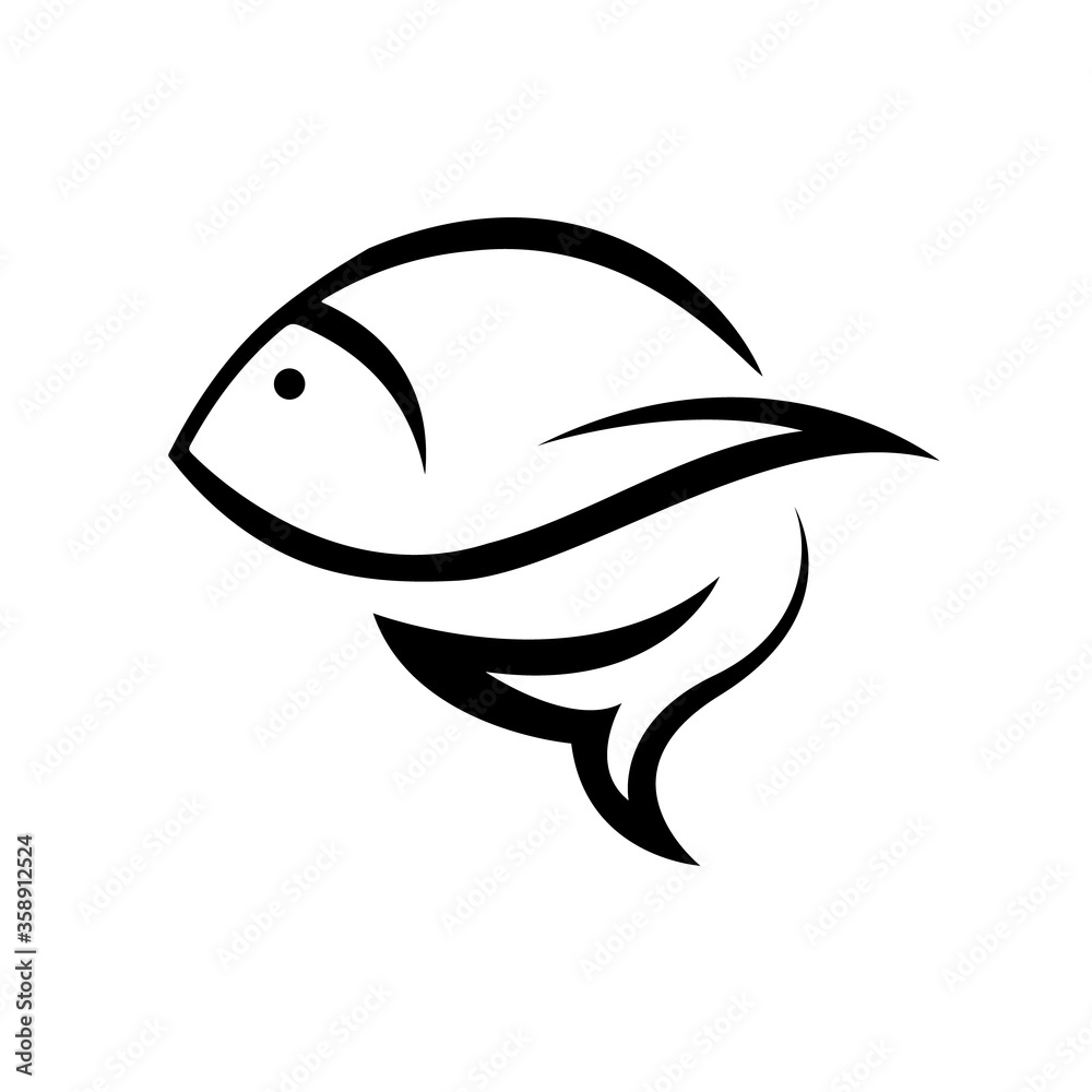 Obraz premium simple flat symbol of swimming fish logo vector isolated on white background