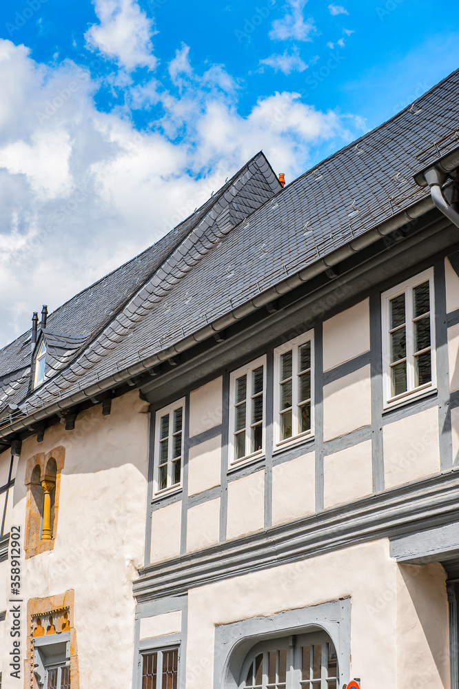 It's Architecture in the Old town of Gorlar, Lower Saxony, Germany. Old town of Goslar is a UNESCO World Heritage