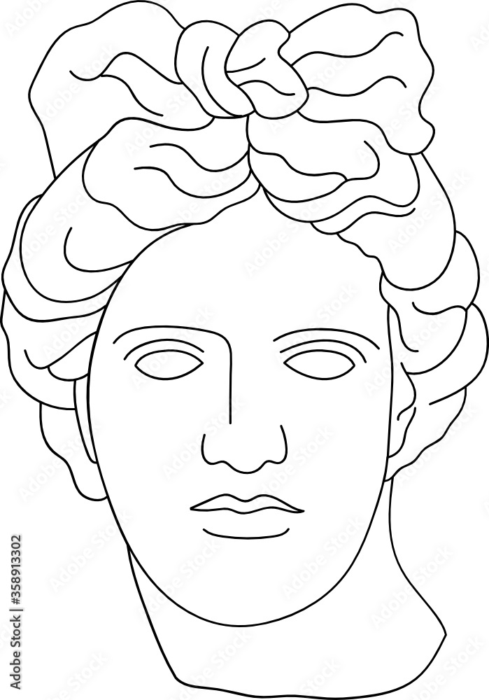 aesthetic minimalist greek bust sculpture line art face of a woman