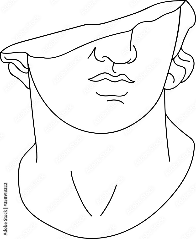 aesthetic greek sculpture line art bust head man Stock Vector Adobe Stock