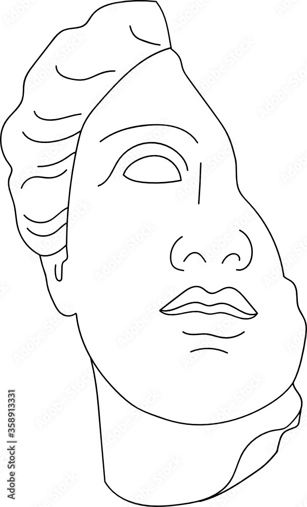 Broken head statue sketch Royalty Free Vector Image