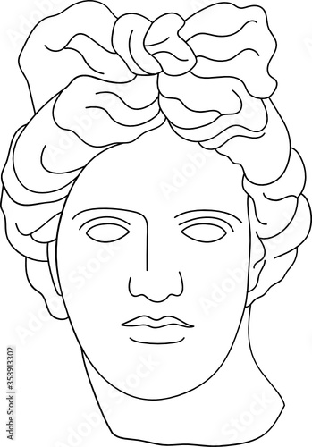 aesthetic minimalist greek bust sculpture line art face of a woman