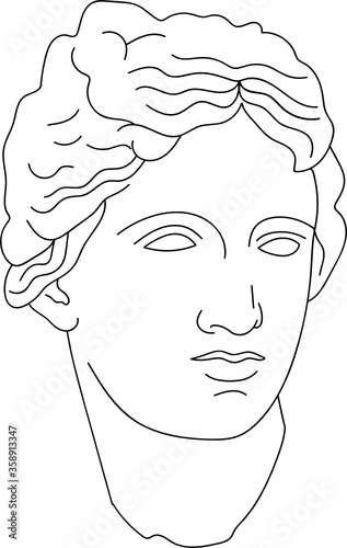 aesthetic greek bust sculpture line art face of a woman