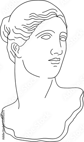aesthetic greek bust sculpture line art head of a woman