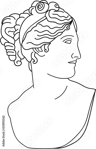 aesthetic greek bust sculpture line art woman