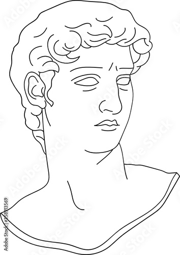 aesthetic greek bust sculpture line art face of david