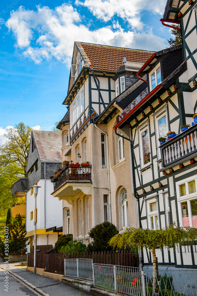 It's Half-timbered House in the Old town of Gorlar, Lower Saxony, Germany. Old town of Goslar is a UNESCO World Heritage