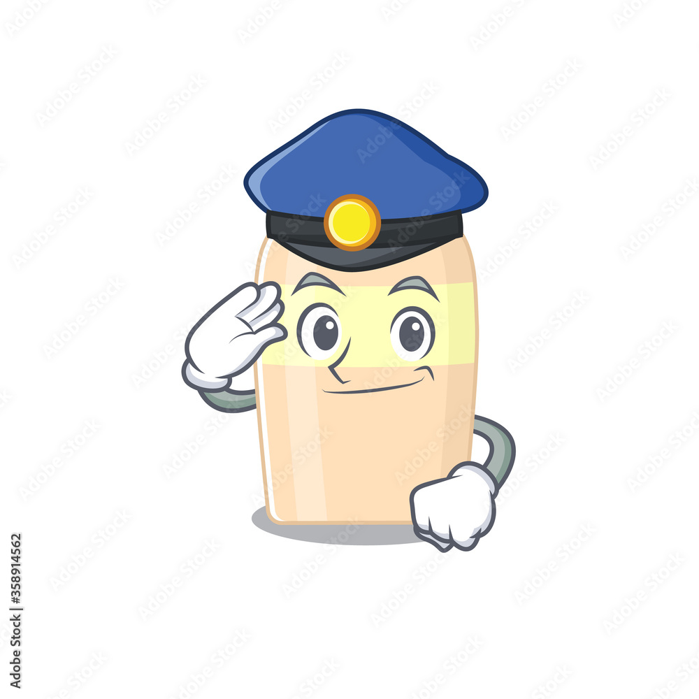 Police officer cartoon drawing of toner wearing a blue hat
